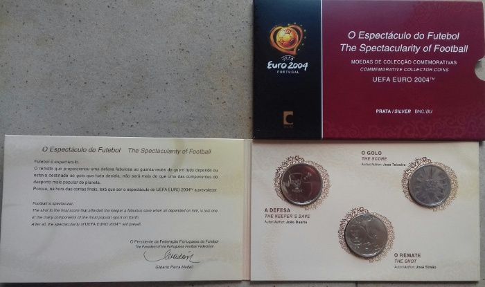 Moedas de colecçaõ UEFA Euro 2004 Prata BNC-Produto Oficial