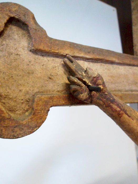 grande antigo crucifixo em madeira policromada Sec. XIX - 106 cm