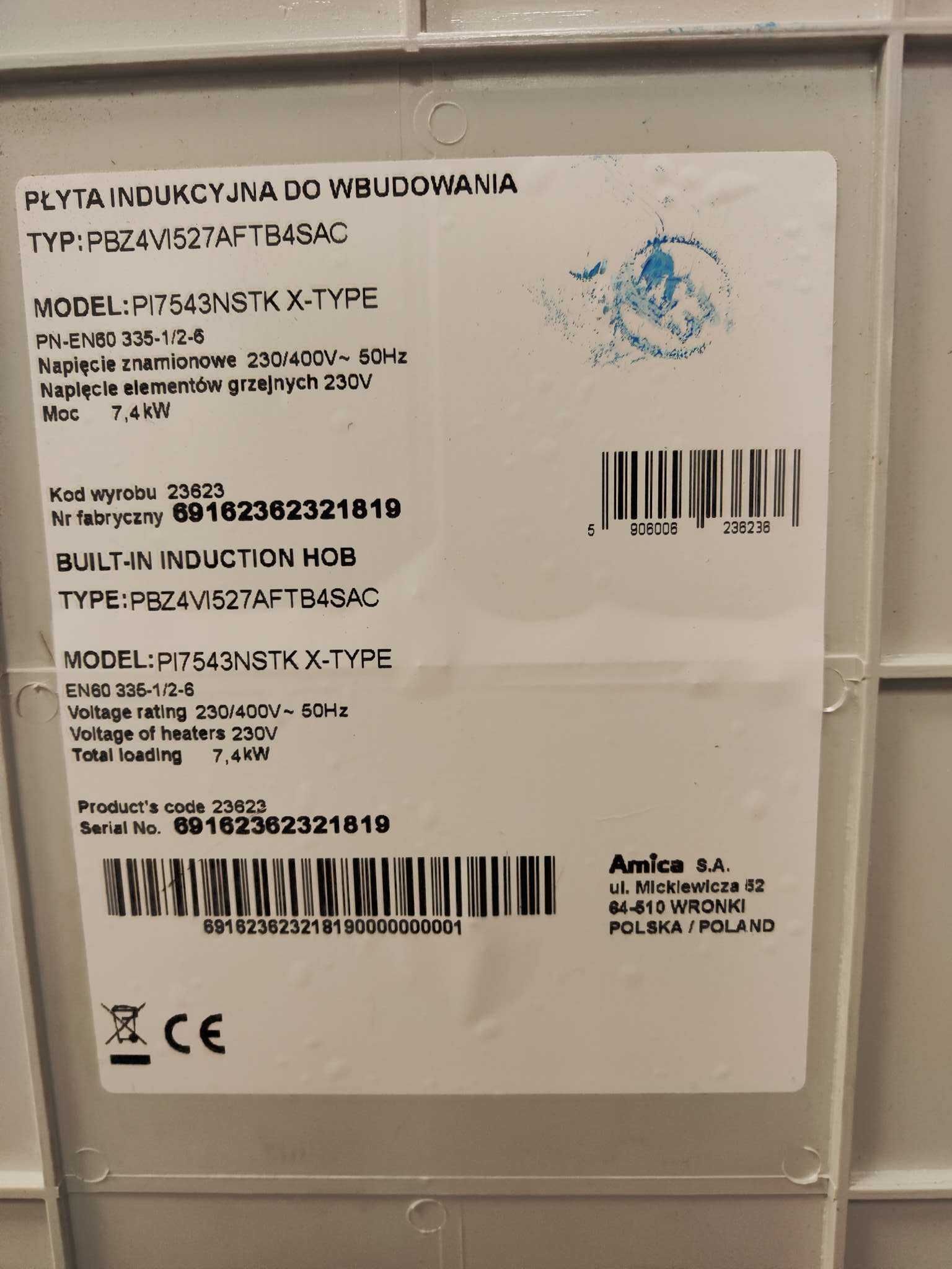 Płyta indukcyjna AMICA PI7543NSTK X-TYPE