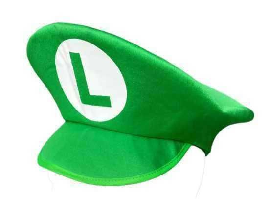 Czapka Luigi Zielona + Wąsy Mario Bros. Nintendo Kostium Cosplay