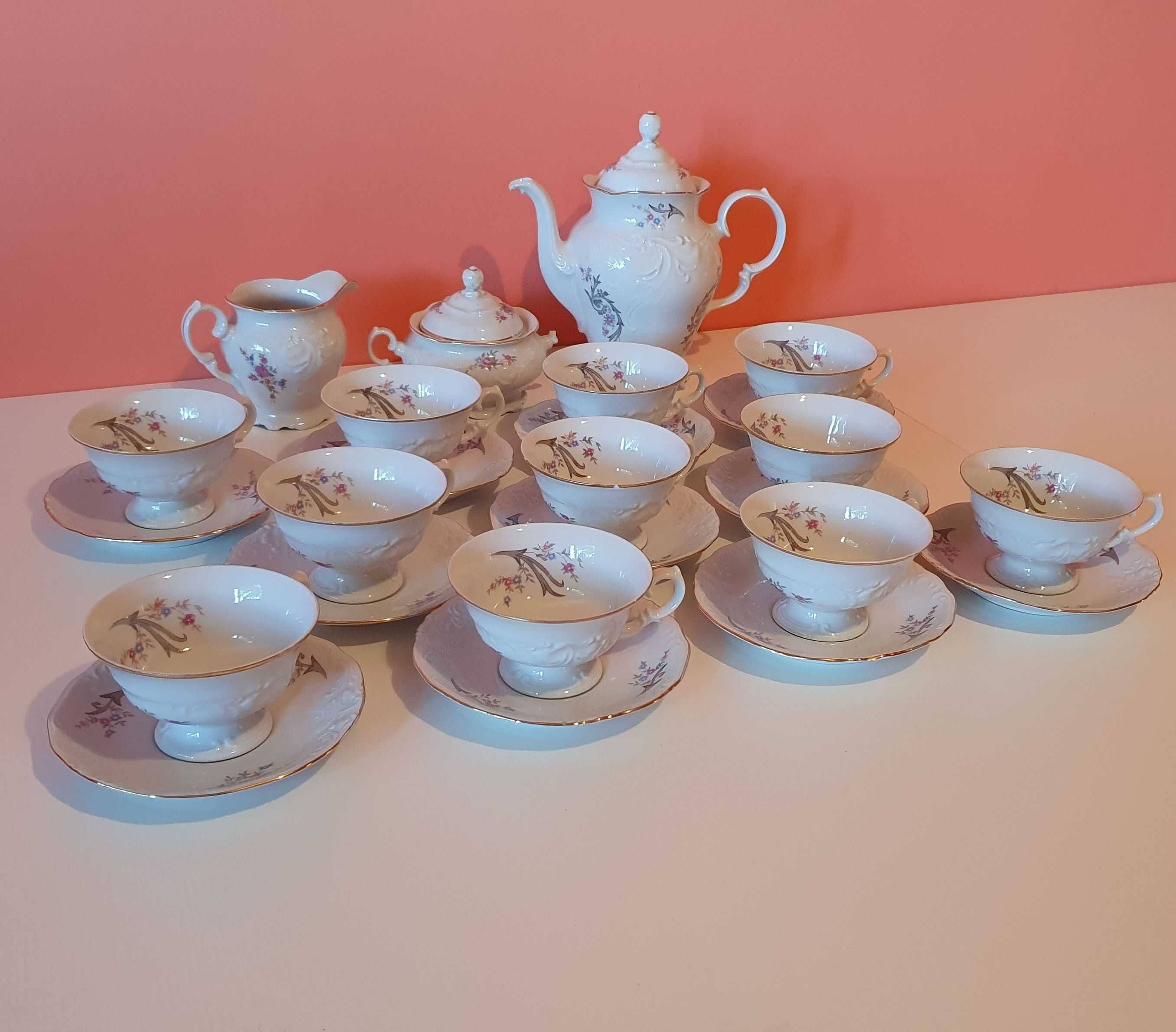 porcelana Wałbrzych - zestaw na 11 osób - PRL, vintage