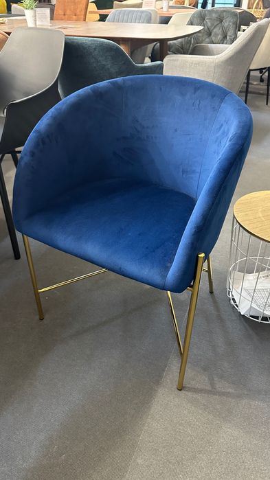 Krzesła welurowe niebieskie zestaw 6szt