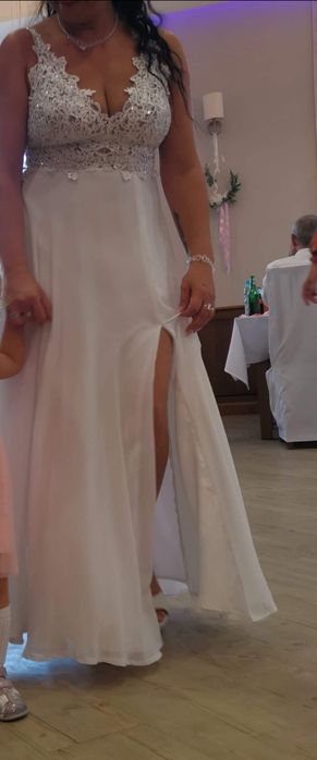 Suknia ślubna poprawiny z rozcięciem 38/40