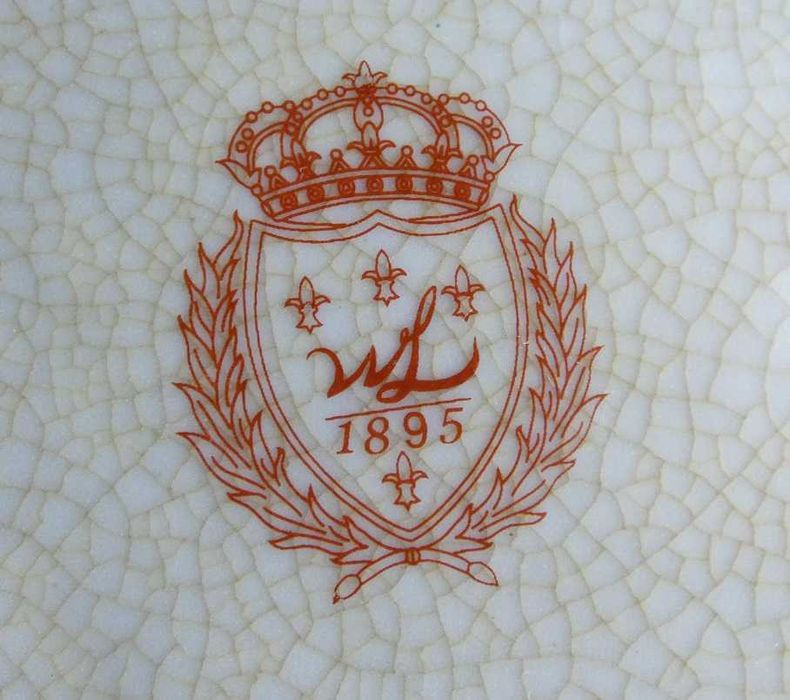 KARAFKA porcelana + BRĄZ secesja dzban kwiat sygnowana