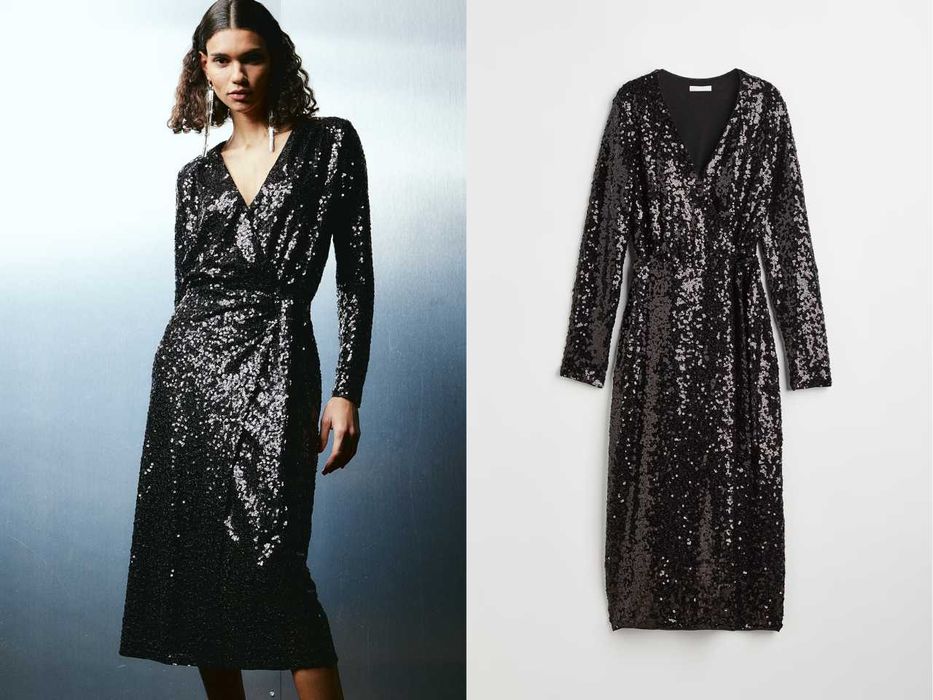 Сукня чорна вечірня міді з блискітками лелітками H&M S