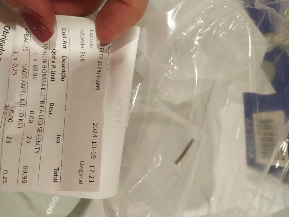 Extrator de leite elétrico usado apenas 1 vez