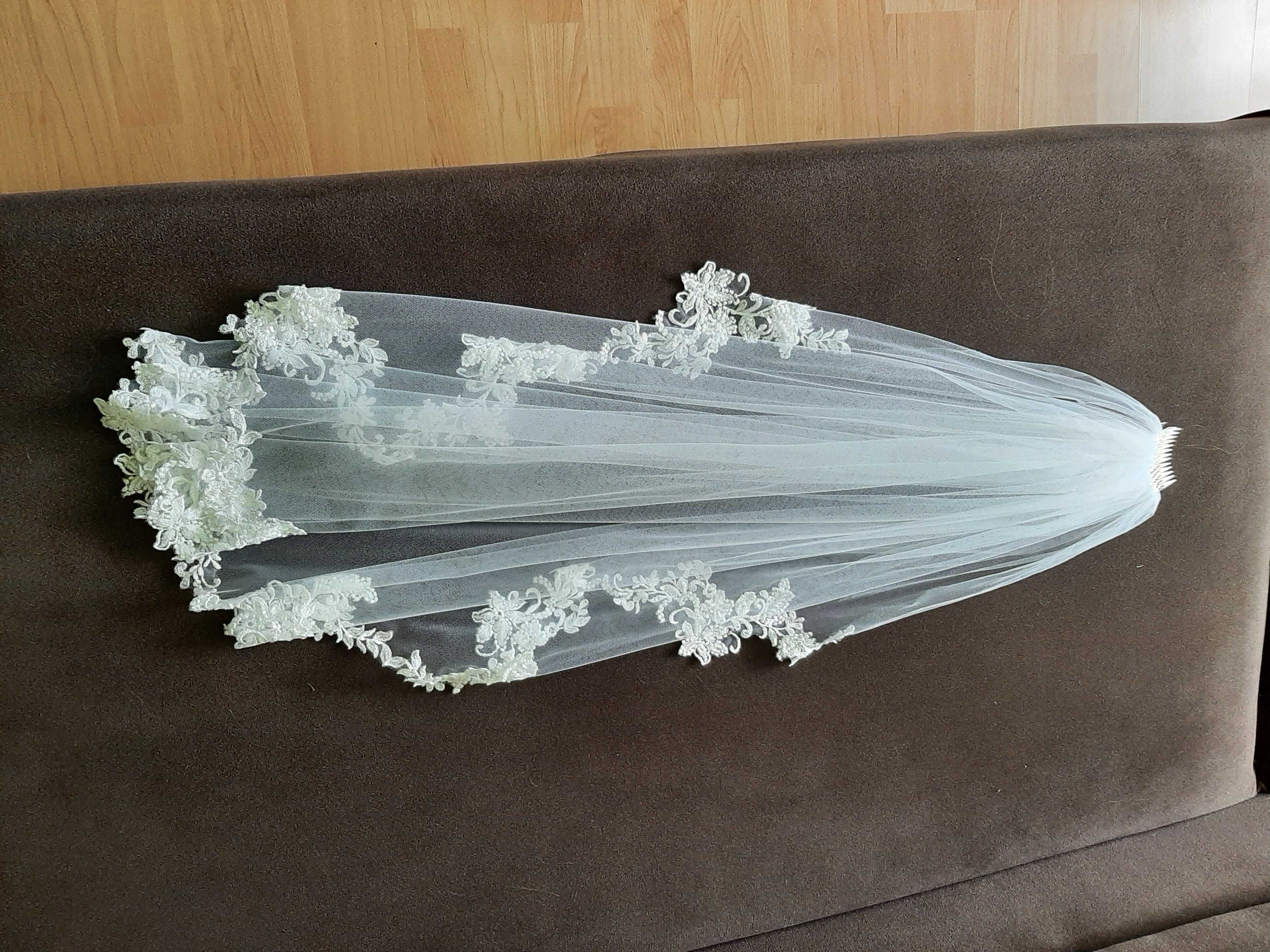 Suknia ślubna księżniczka - czysta biel + welon