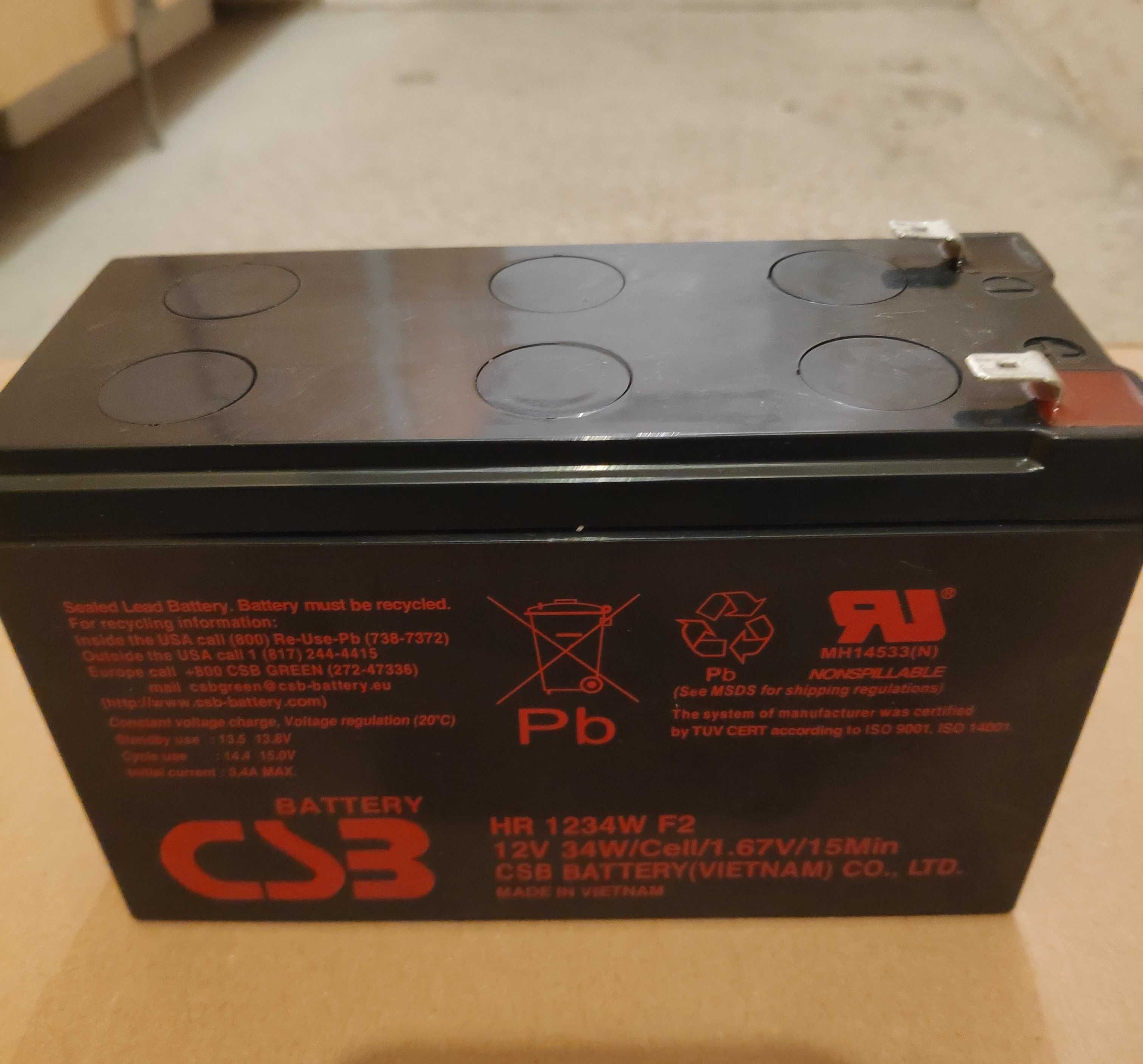 Akumulator AGM  marki CSB Battery 12V 9Ah plus Adapter.