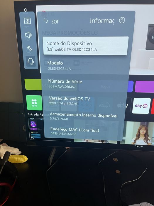 Tv lg webos oled 42’’. C3