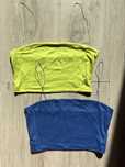 Zestaw crop top limonkowy i niebieski S shein