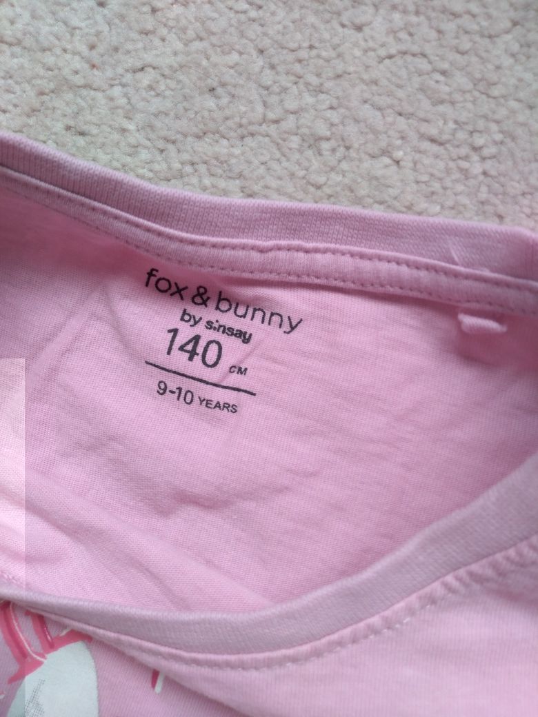 Różowa bluzka z długim rękawem z kotem Sinsay r. 140, 9-10 lat