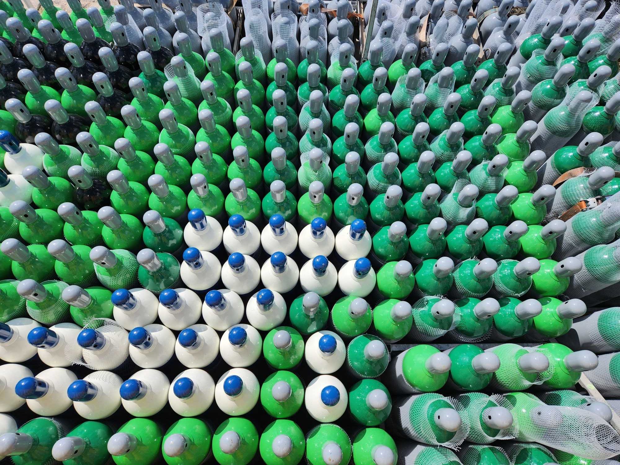 Paleta butli, butla 50L, Argon, Ar+CO2, TLEN, AZOT, HEL nowe, 12 sztuk