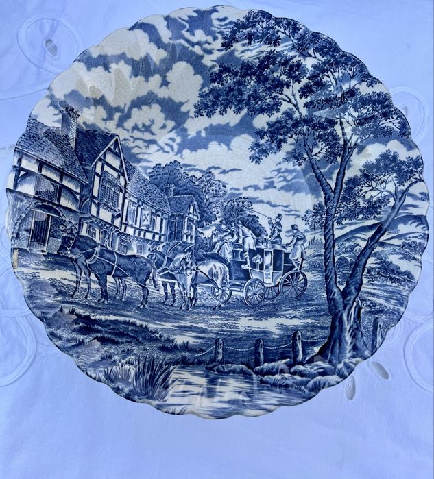 Zestaw obiadowy niebieska porcelana Angielska