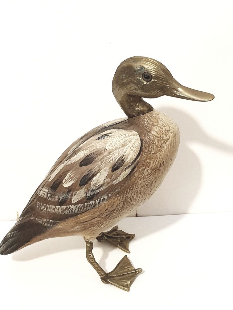 Lindo vintage pato italiano "Malevolti" em resina com bronze