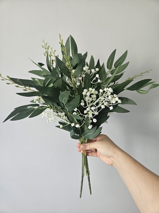 Bukiet wiązanka sztuczny ruskus gipsówka na ślub wesele