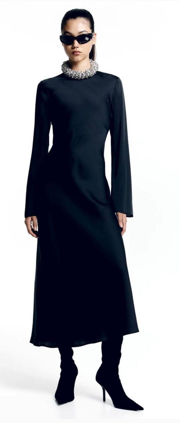 Платье  чёрное женское сатин