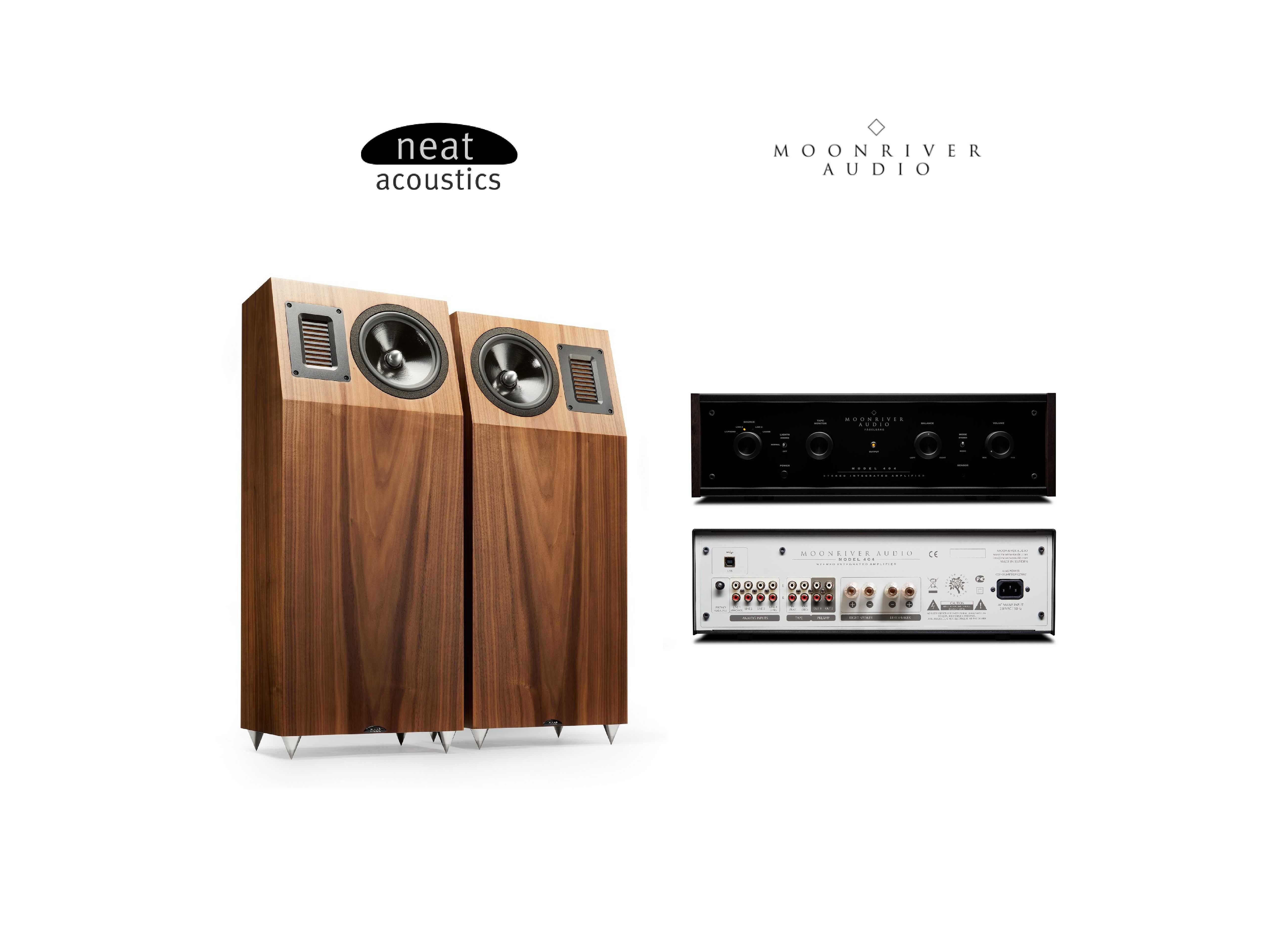 Moonriver Model 404 Wzmacniacz i Kolumny Neat Acoustics Iota Xplorer