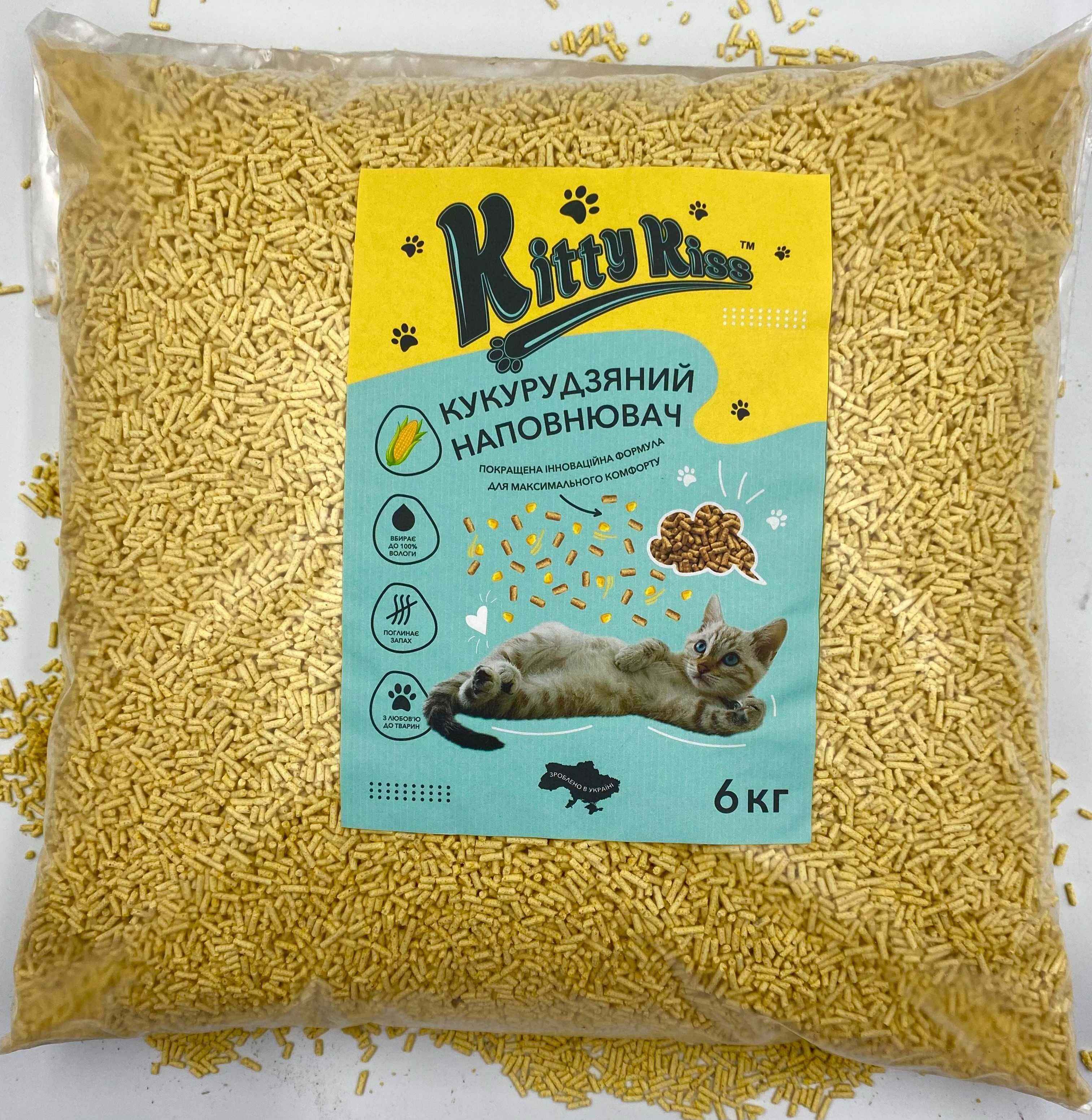 Кукурудзянийнаповнювач для котів,комкующийся наполнитель 6кгкомкуючий