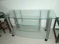 Mesa de TV em vidro e metal