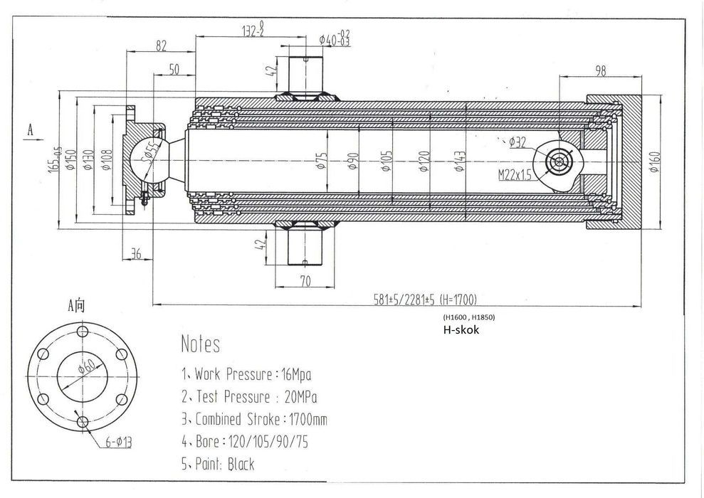 SIŁOWNIK 3 str. przyczep HL HW ,19/ 14 Ton , skok 170