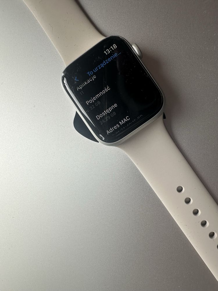 Apple watch serii 5 44mm aluminium srebrny gps