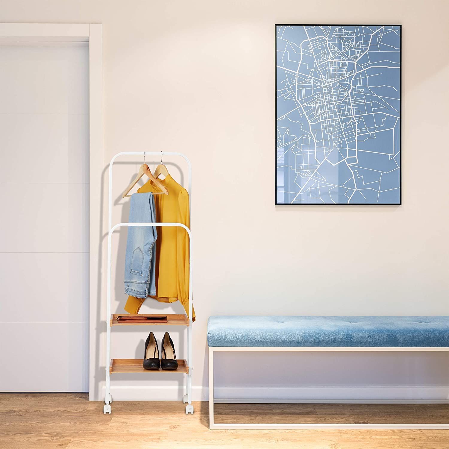 Relaxdays Stummer Diener Mobilny wieszak na ubrania 129 x 42 x 32 cm