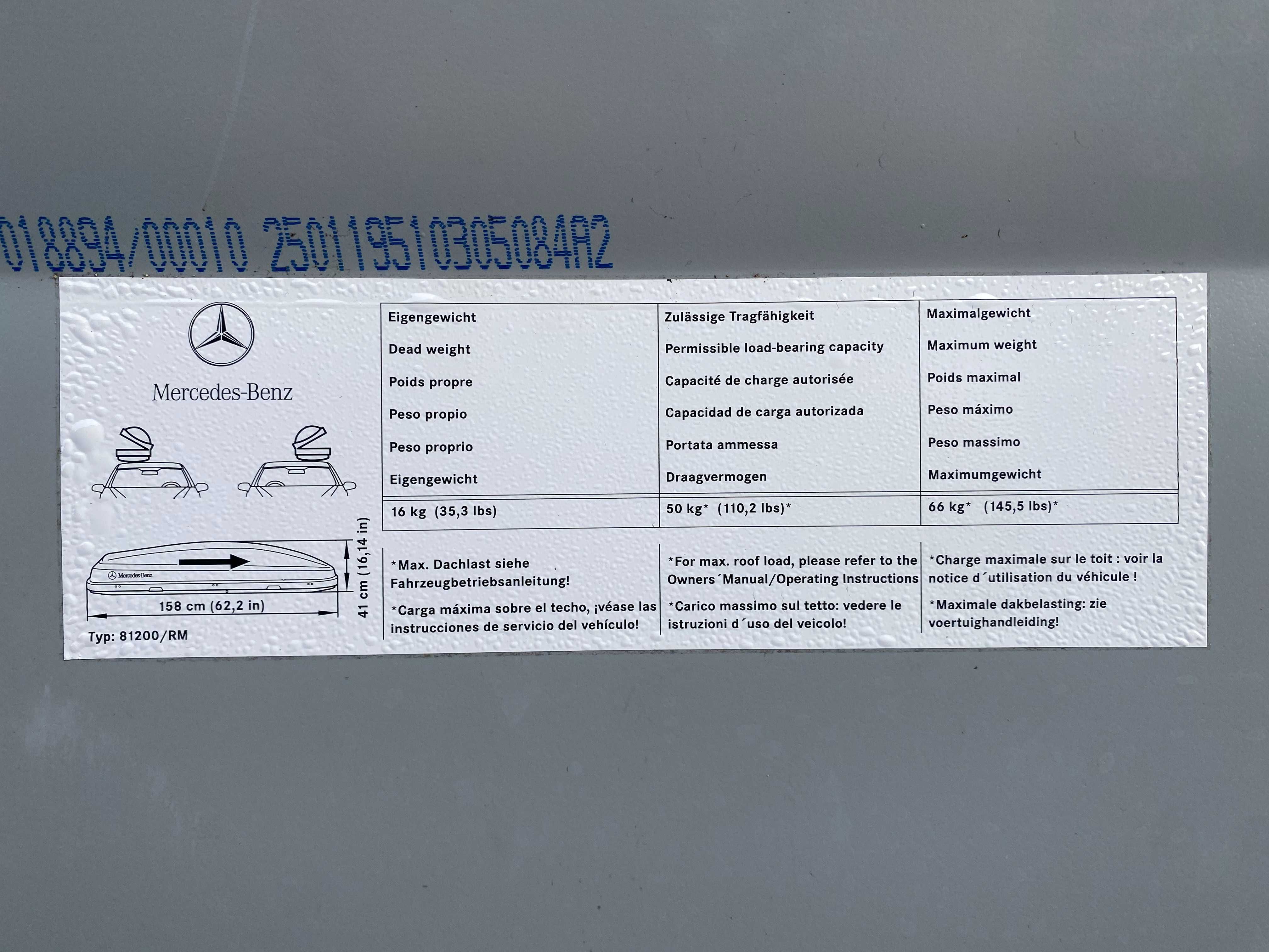 Bagażnik dachowy + belki Mercedes-Benz Typ 81200/RM 400L