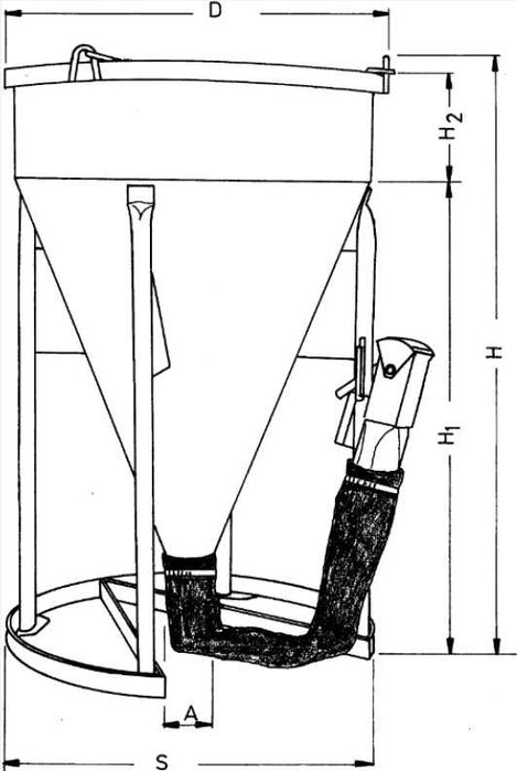 Zbiornik pojemnik dźwigowy 500L Eichinger 1017 rękaw zamykacz do btonu