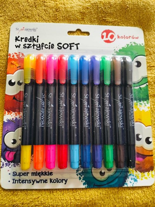 Nowe kredki w sztyfcie SOFT St. Majewski 10 kolorów.