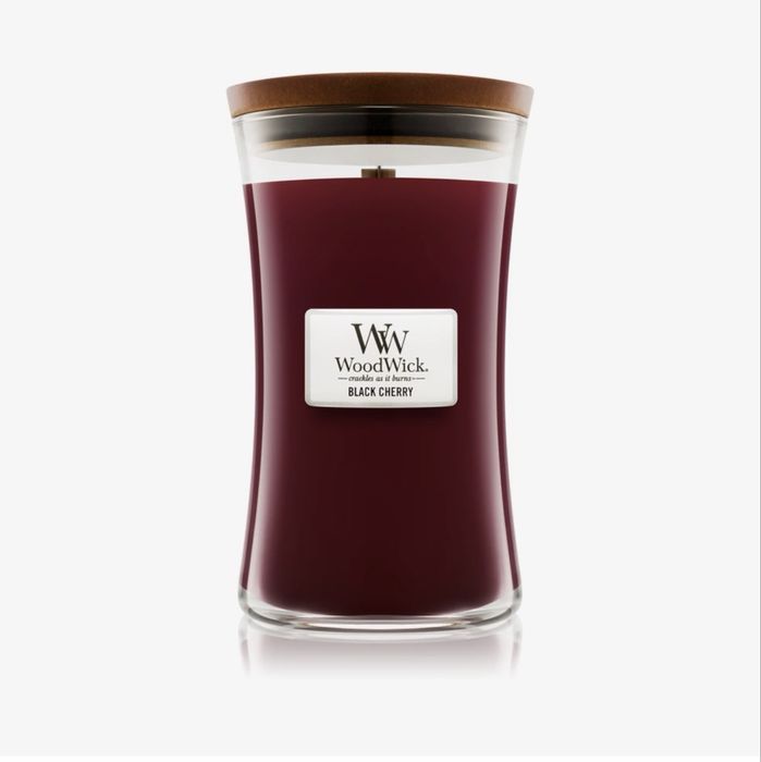 Woodwick black cherry świeczka zapachowa z drewnianym knotem