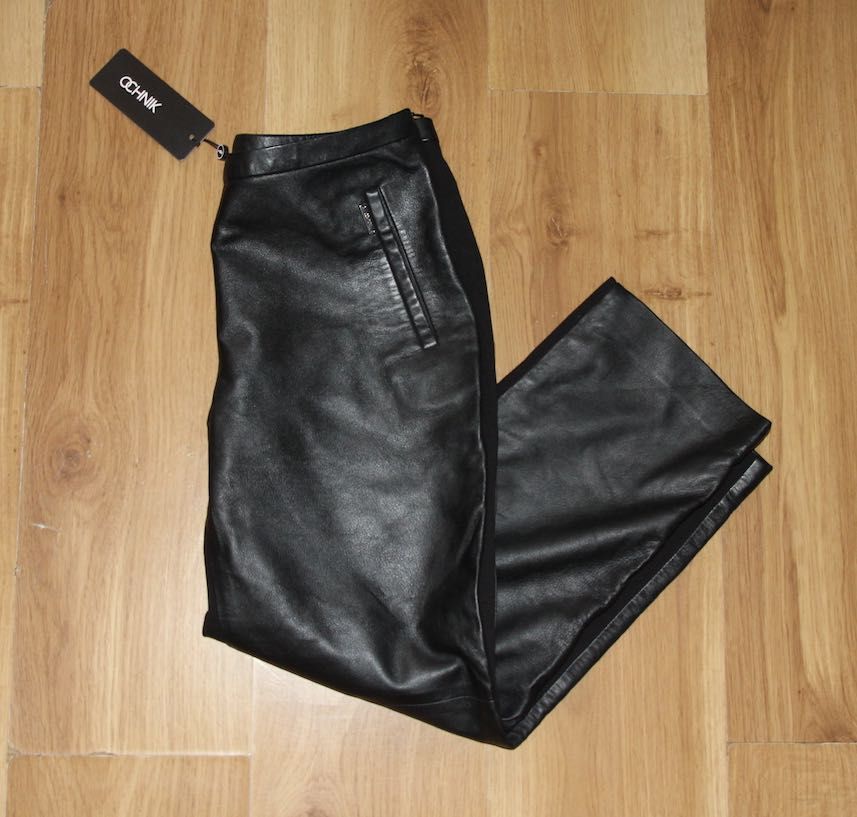OCHNIK skóra skórzane czarne spodnie s 36 xs