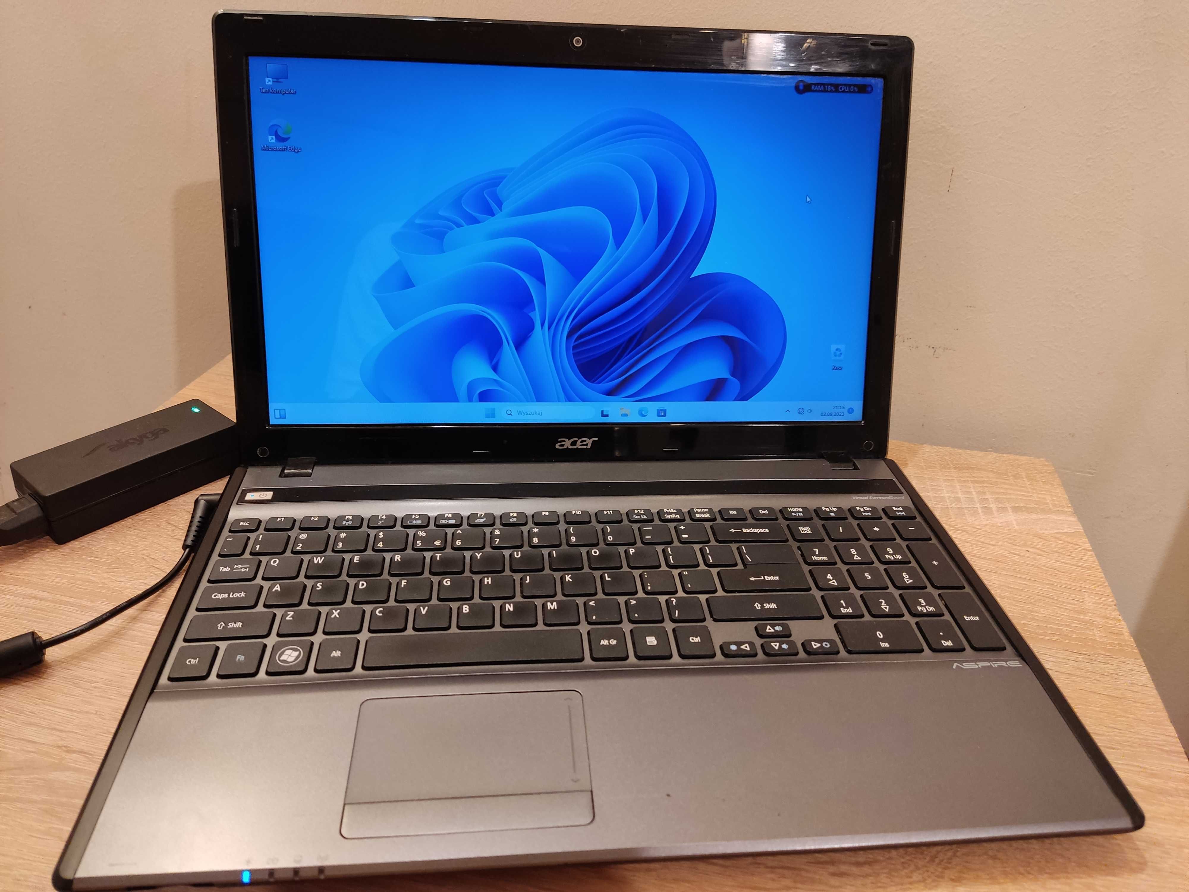 Okazja Acer Aspire 5755G , I5 , 8/320GB , 15.6" , 11 Pro - BDB. Stan
