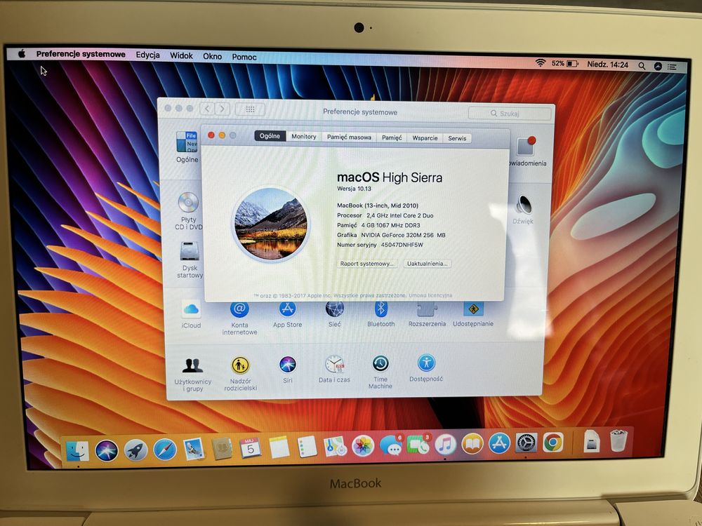 MacBook A1342 2,4GHz/250/2x1Gb/Sd. 13”Mid 2010r