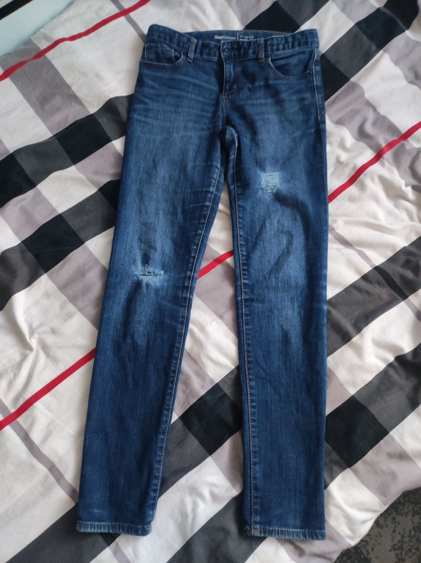 Granatowe spodnie jeansy damskie rurki skinny GapKids S 36