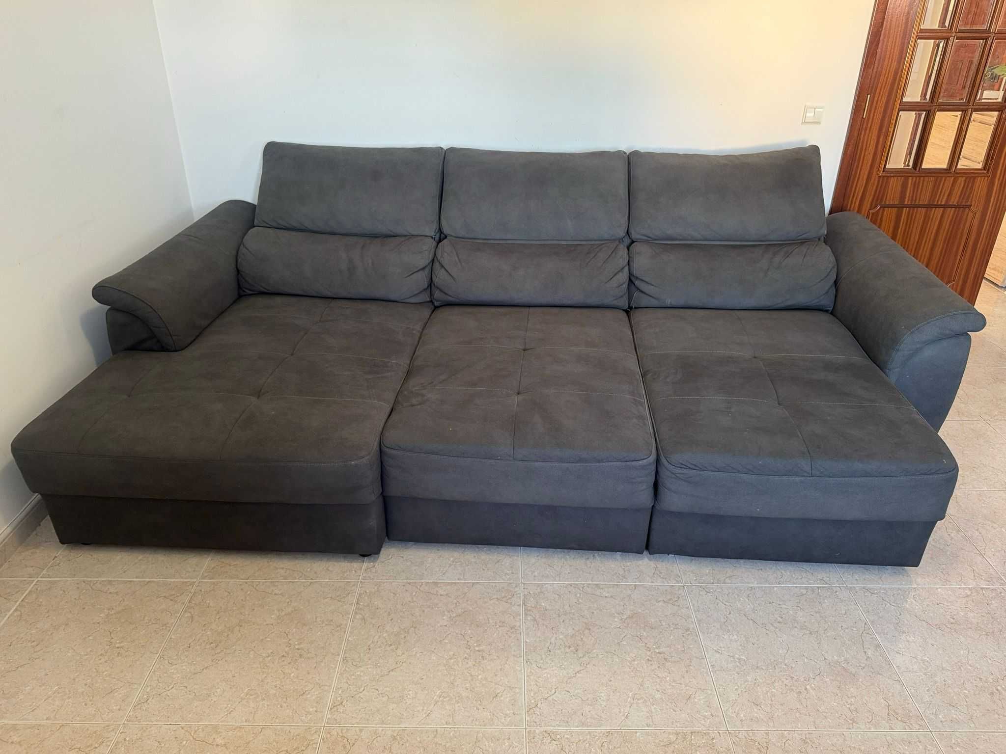 Sofá Chaise Longue BENSON com Cama Esquerda – 4 Lugares, Antracite