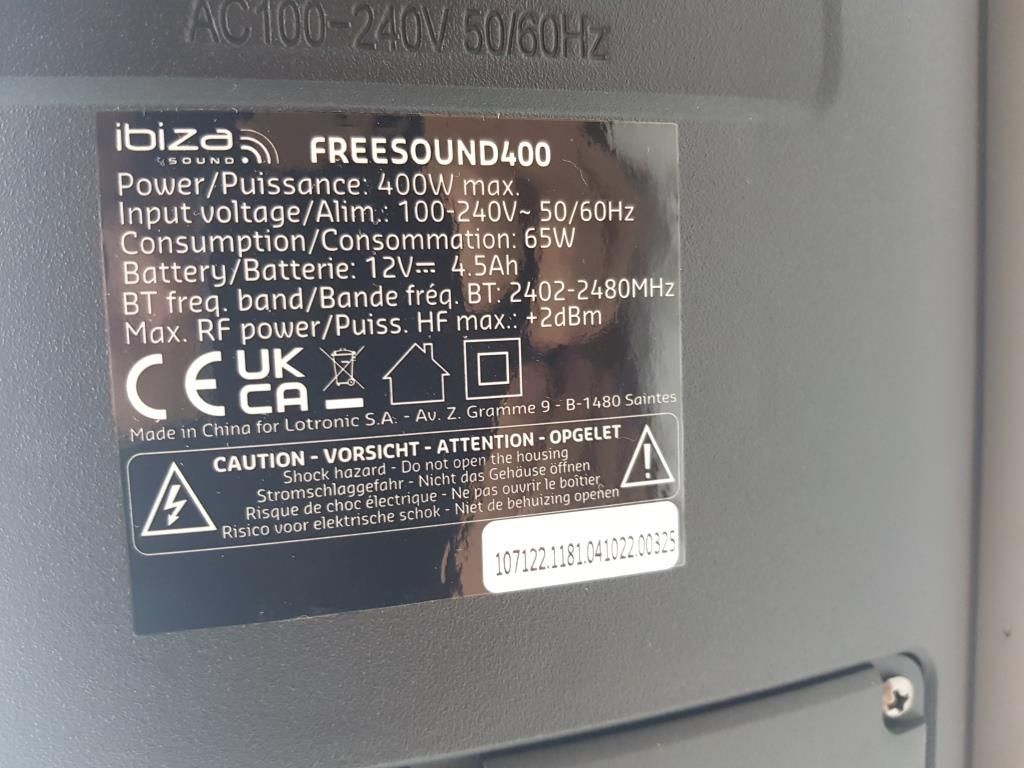 Głośnik Przenośny Kolumna Bluetooth Usb Sd Aux Led 400w Ibiza
