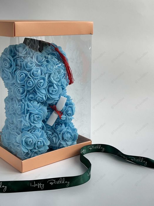 Ведмедик з троянд в колбі / Подарунковий набір / Панда / Випускний