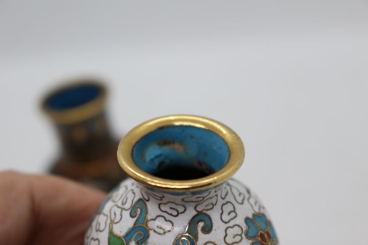 Conjunto de 3 Jarras Chinesas em Metal Cloisonné 7,5 A cm