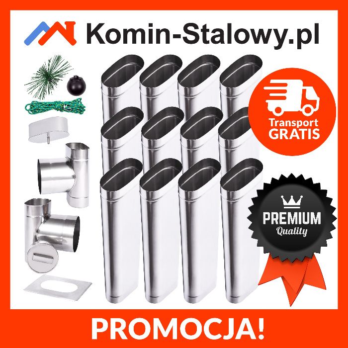 Wkłady Kominowe Owalne do Komina Fi100x210/8m/0,8mm Kwaso-żarooodporny