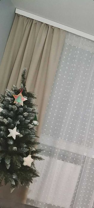 Zasłony okienne na okna 2 sztuki komplet 140x250 cm beżowe