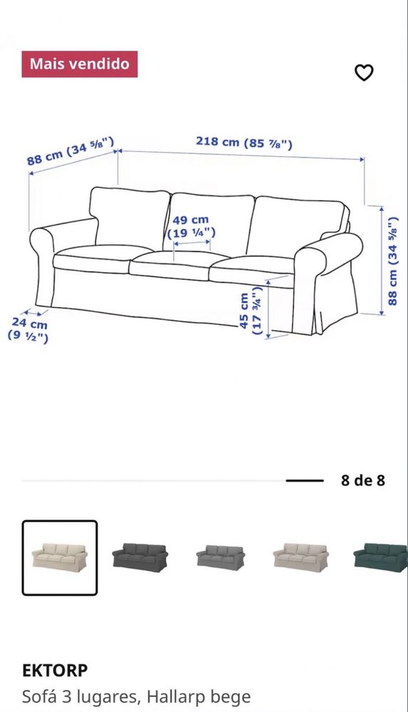 Sofá do Ikea em perfeito estado
