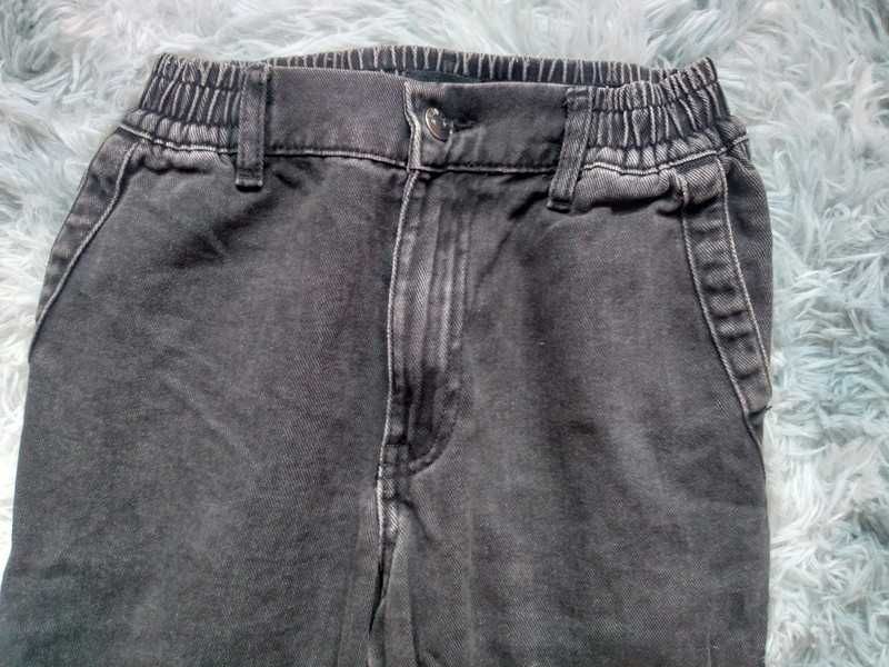 Spodnie czarne jeans wysoki stan 34