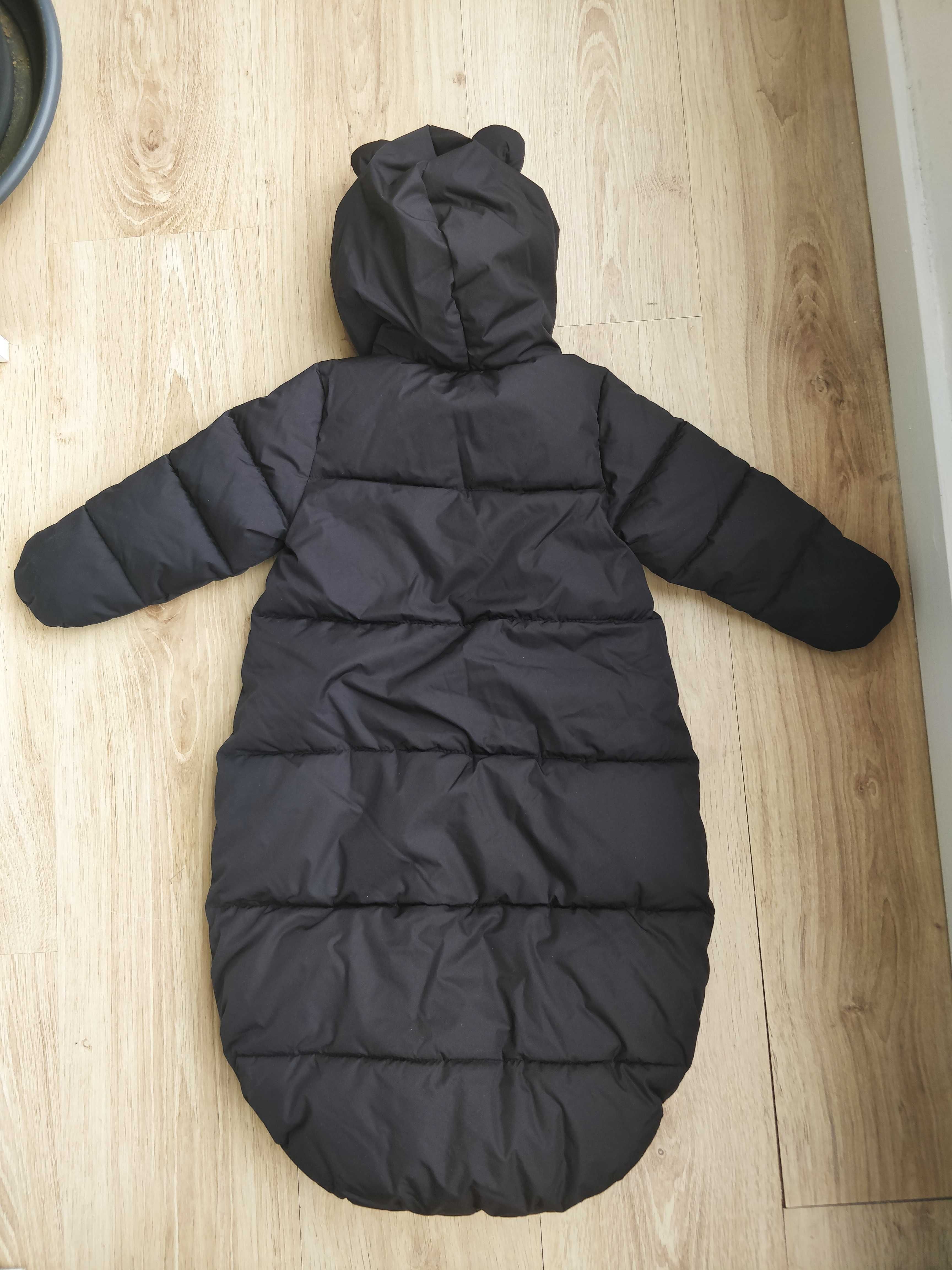 Macacão bebé 2-6M almofadado comprido de inverno impermeável preto H&M