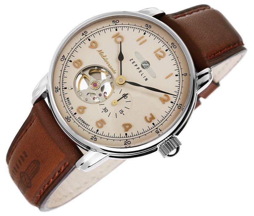 zegarek męski zeppelin mediterranee open heart automatic 9666-5 + box