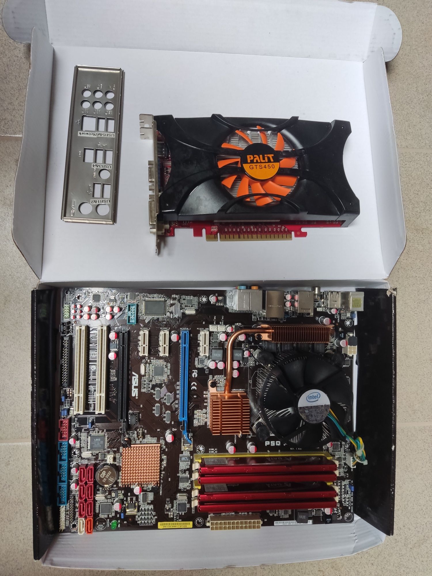 Płyta główna Asus z procesorem Core2 Duo 6600, pamięć ram i grafika