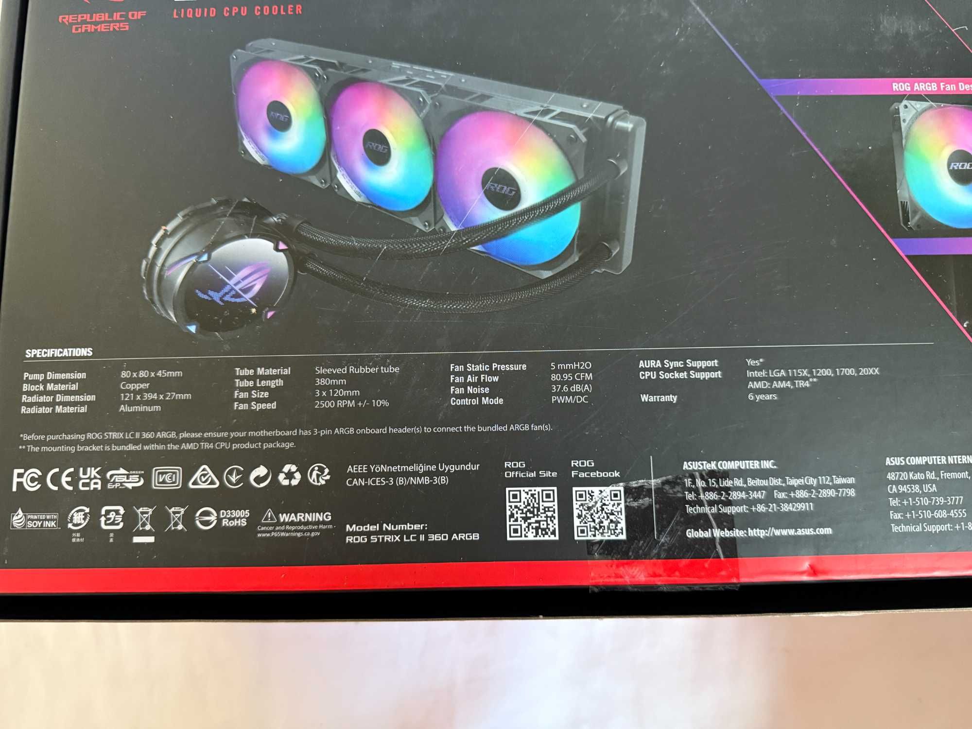 Chłodzenie wodne ASUS ROG STRIX LC II 360 ARGB BOX