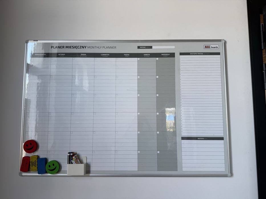 Organizer Tablica suchościeralna magnetyczna planer miesięczny 150x100