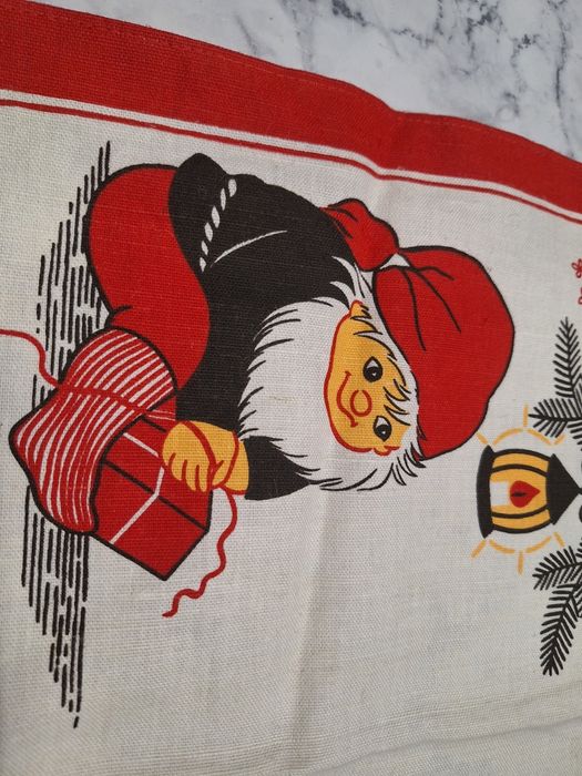 Lniano-bawełniana serwetka świąteczna bożonarodzeniowa