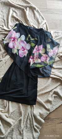 Czarna sukienka w kwiaty bodyflirt XS 34