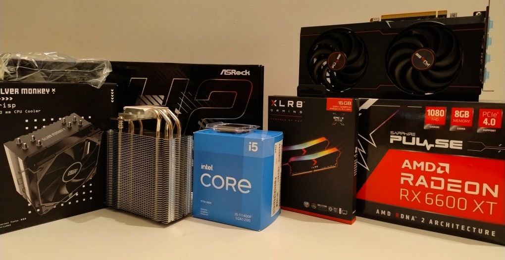 Intel Core i5, Radeon RX 6600 XT, 16GB DDR4, 1TB nowe części + gratis